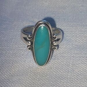Vintage Stamped & Signed Sterling Turquoise Ring